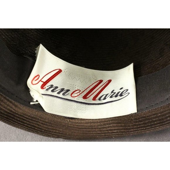 Ladies Vintage Clothing ANN MARIE Brown Woven Straw SUNFLOWER Hat Size 7 - Picture 3 of 5